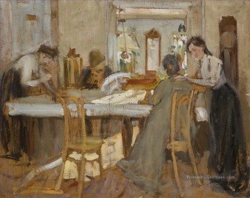 Konstantin Fyodorovich Yuon œuvres - Dans la salle à manger Portrait de la famille Weideman à Petrovskoe Konstantin Yuon